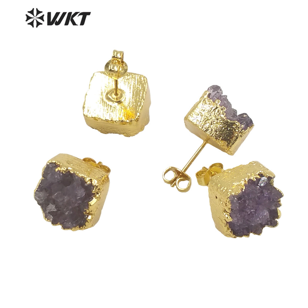 WT-E652 New Arrival Earrings Studs Wholesale Amethyst Stone Beautiful and Elegant Fashion Earrings for Lady As Luxury Gift
