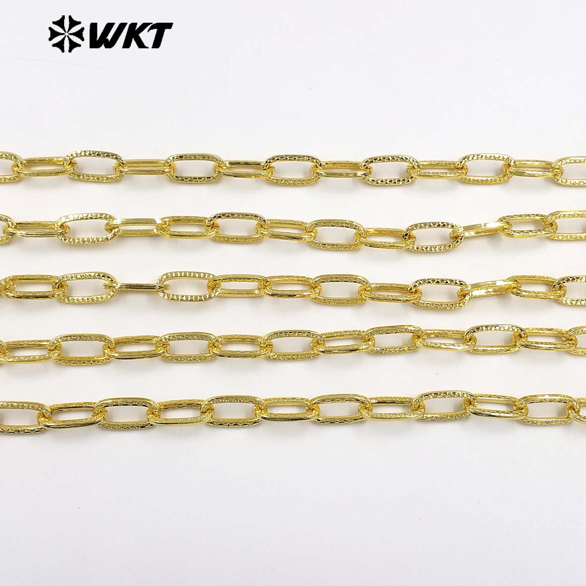 WT-BC273 Newest Design Yellow Brass Gold Electroplated Rectangle Carved Patterns Metal Thick Chains For Jewelry DIY Making