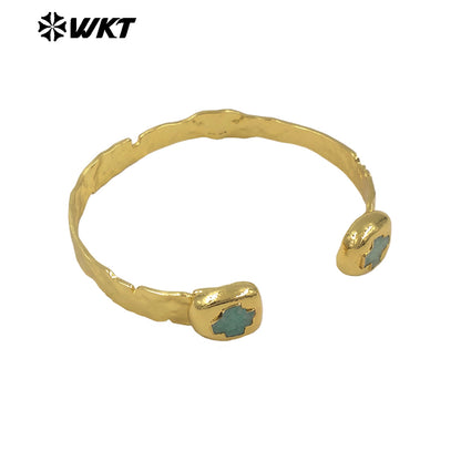 WT-B698 Wholesale Exquisite Women Gemstones Cross Bangles With Gold Electroplated for Daily Jewelry Accessories