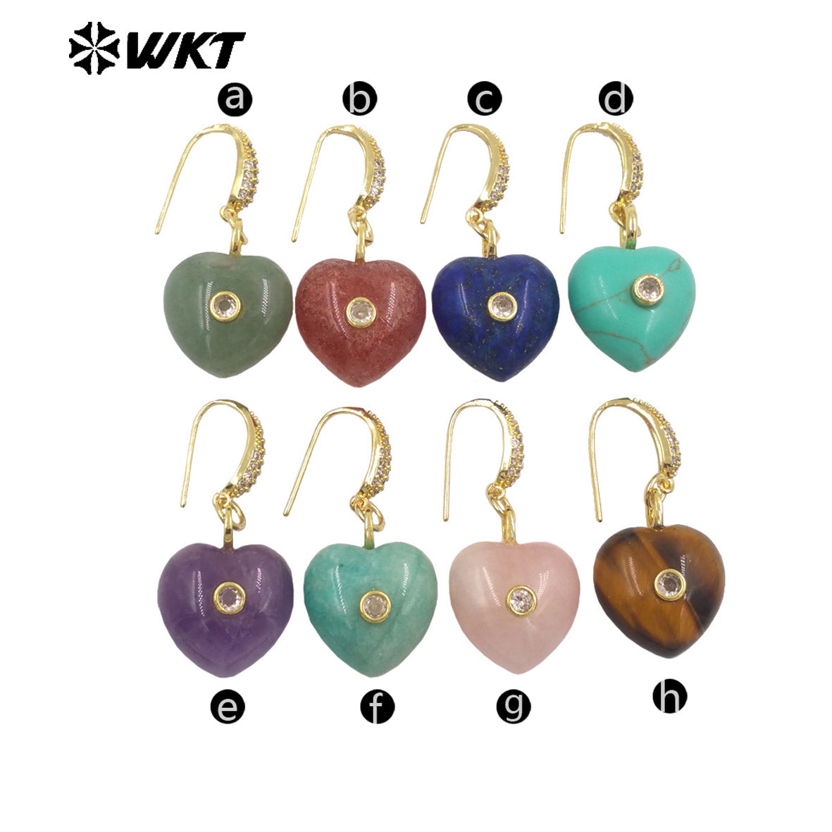 WT-E817 High Quality Zircon And Colorful Natural Gemstone Heart Shape Pendant Earrings As Friends Romantic Jewelry Gifts