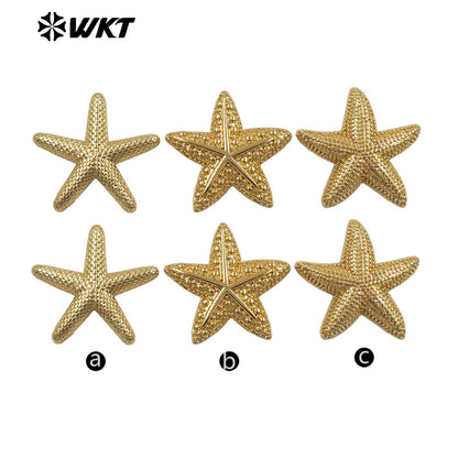 WT-P2081 High Quality 18K Gold Plated On Brass Metal Starfish Shape Little Pendants For Women Handmade Earrings DIY Design