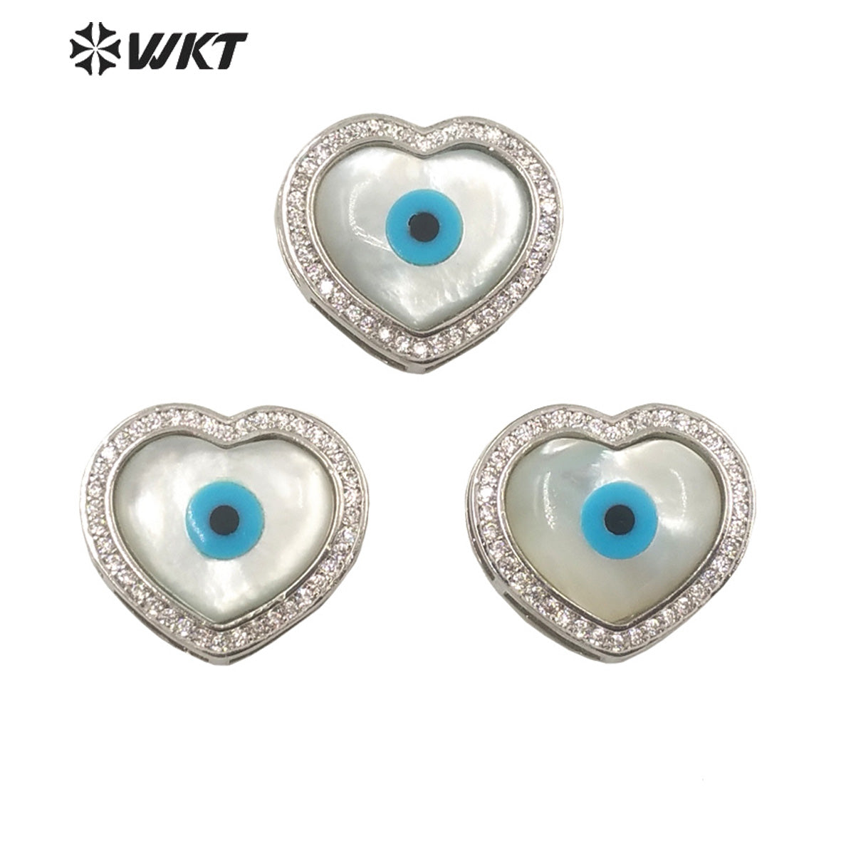 WT-MP202 Amazing Fashion 18k Real Gold Plated Micro Pave Shell Eye Pendant Lady Charming White Shell Cubic Zircon Heart Pendants