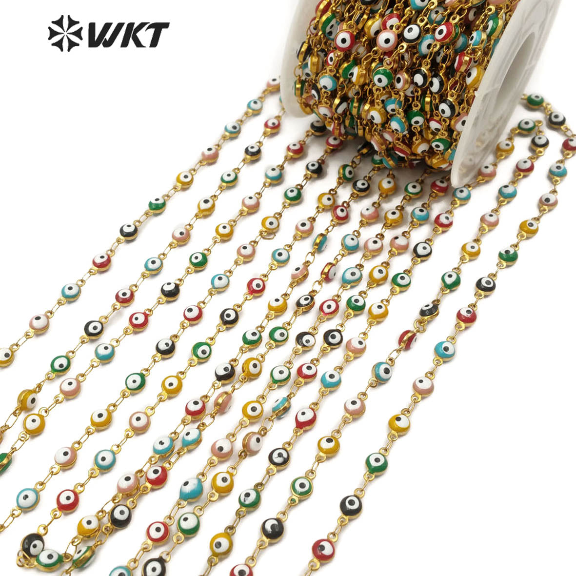 BWT-RBC102 Wholesale Gold Color Chain Can DIY Necklace and Bracelet Stainless Steel Eye Chain in IPG Plated Beads Chain