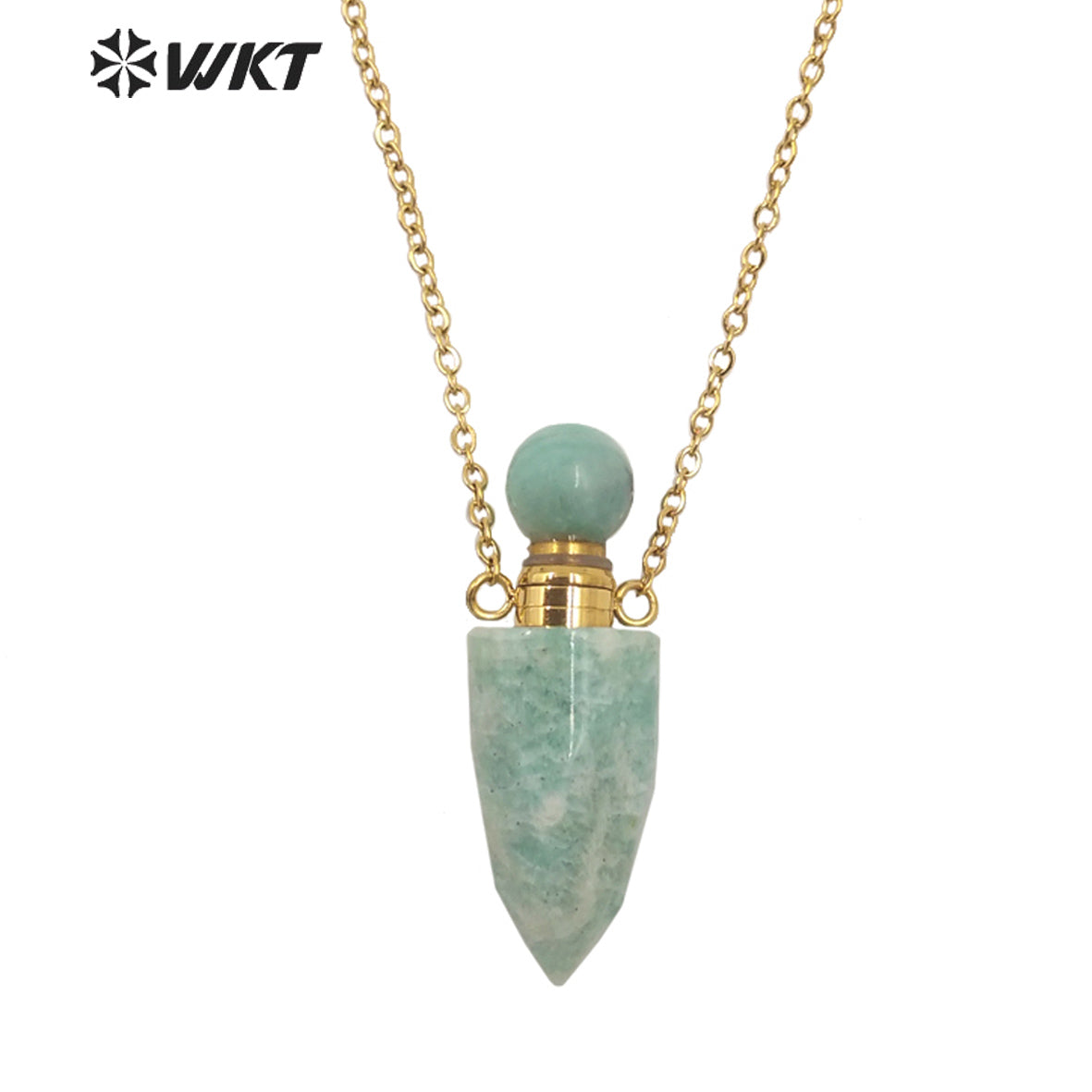 WT-N1372 Perfume Bottle Pendant Color Stone Necklace Temperament Texture Women Gifts Jewelry Necklace Natural Stone Necklace