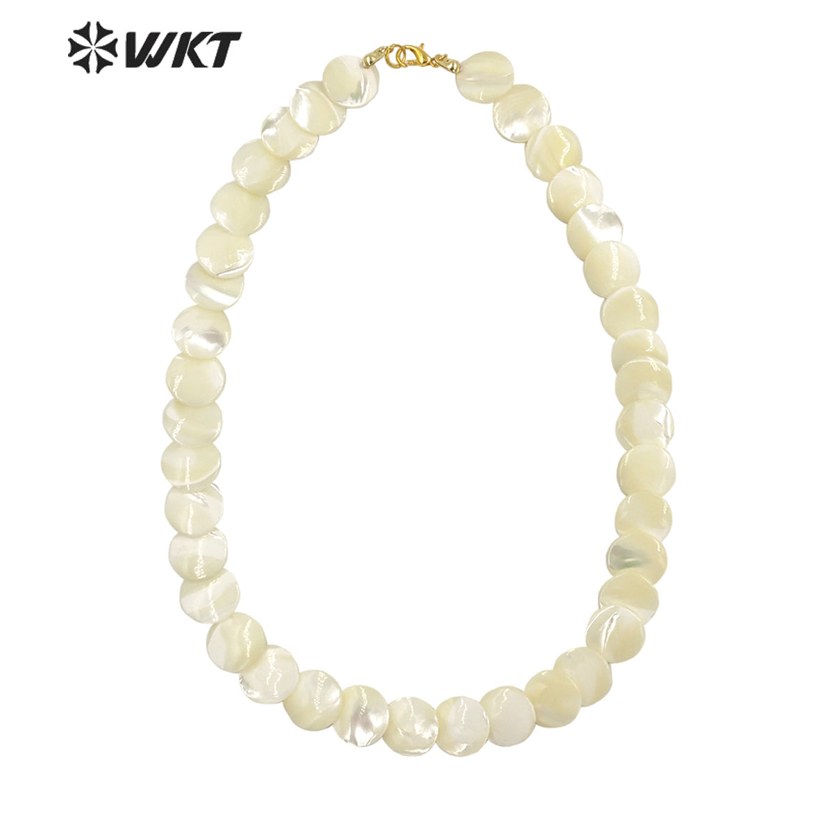 WT-JN225 Wholesale New Vintage Faceted Shell Hand Strand Long Necklace Women Purity Wedding Shell Necklace in 19 Inch