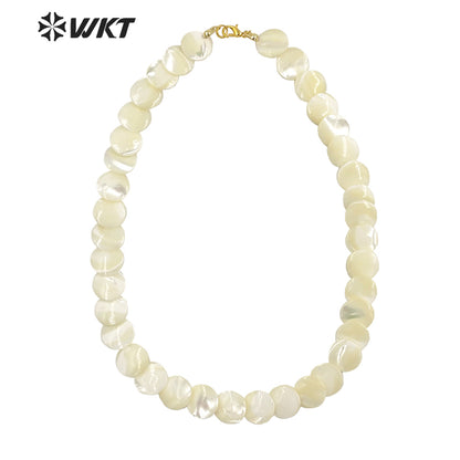 WT-JN225 Wholesale New Vintage Faceted Shell Hand Strand Long Necklace Women Purity Wedding Shell Necklace in 19 Inch