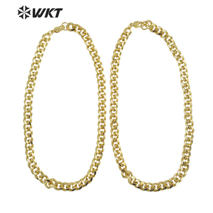BFN015 WKT Newest Fashion 18k Real Gold Plated Alloy Metal Chain Necklace Big Chunky Faceted Finished Twisted Simple Chocker