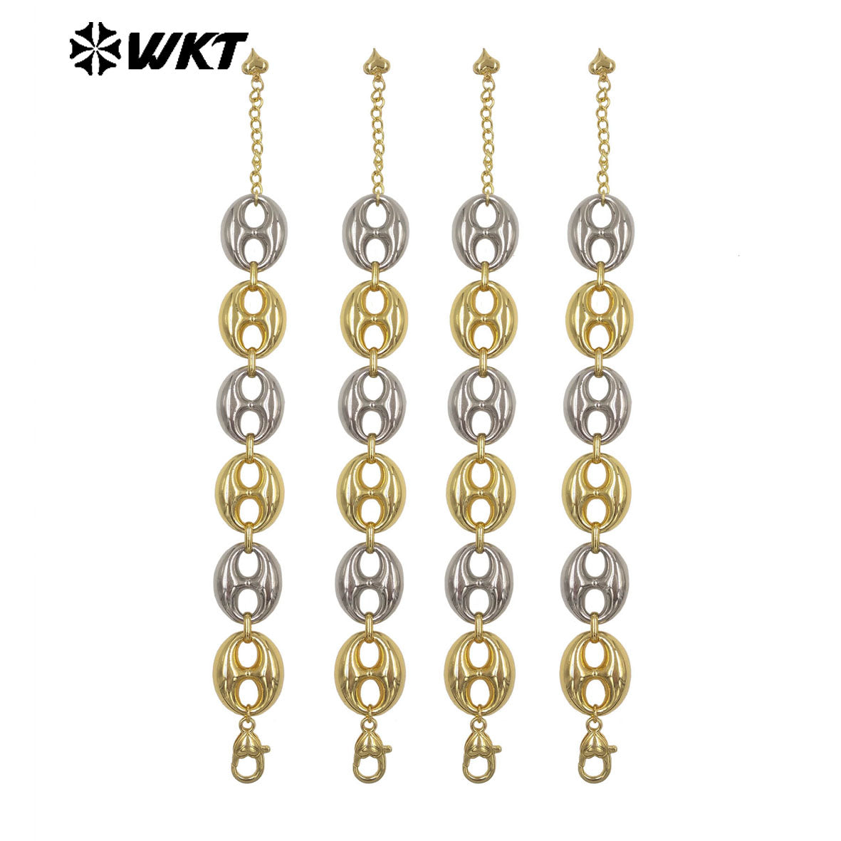 WT-JF377 Newest Wholesale Gold And Silver Plated Yellow Brass Pig Nose Shape Metal Bracelet For Women Trendy Accessories