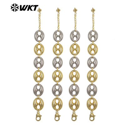 WT-JF377 Newest Wholesale Gold And Silver Plated Yellow Brass Pig Nose Shape Metal Bracelet For Women Trendy Accessories