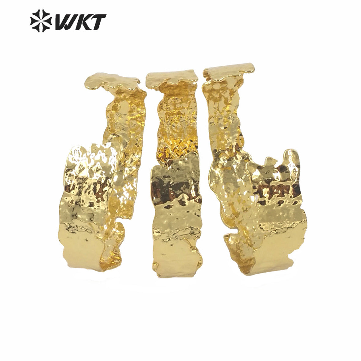 WT-B555 WKT lava Design Series Gold Electroplated Cuff Bangle Fashion Women Irregular Simple Metal Bangle Gold Bangle