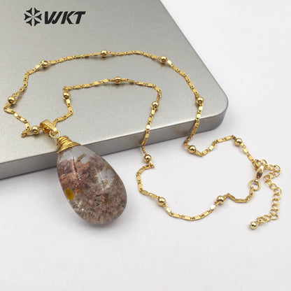 WT-N1200 Wholesale Clouds Quartz Stone Pendant Necklace With 18 Inch Necklace Women Stylish Charm Jewelry Stone Pendant Necklace