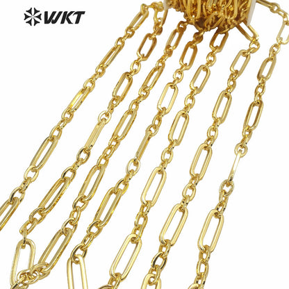WT-BC155 Wholesale Big Chunky 18k Real Gold Plated Brass Chain for Jewelry Design Women Gold Combined Boho Stle Necklace Chain