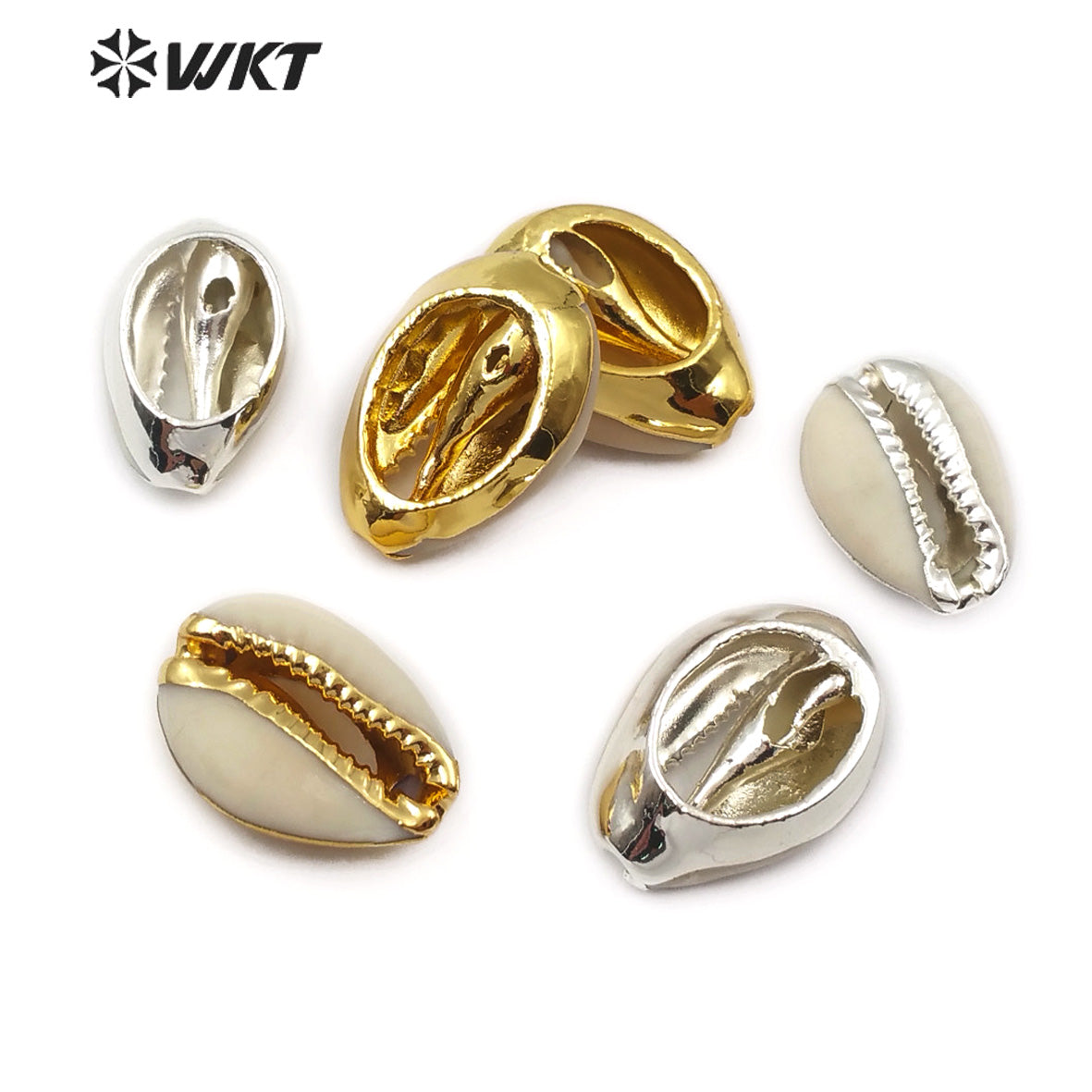 WT-JP119 Wholesale Fashion Natural Gold and Sliver Electroplated Shell Accessories Shell Beads Lovely Tiny Cowrie Shell Pendant