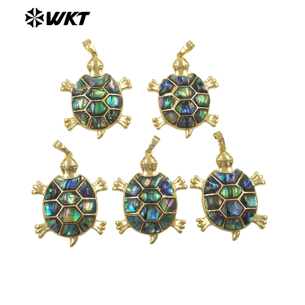 WT-JP513 Cute Style Gold Electroplated Natural Abalone Shell Sea Turtle Little Pendant As Women Jewelry DIY Findings