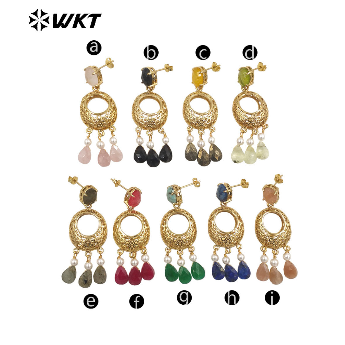 WT-E721 Amazing Excellent Tiny Drop Dangle Earrings Fashion Gold Plated Long Statement Drop Stone Earrings for Women Gift