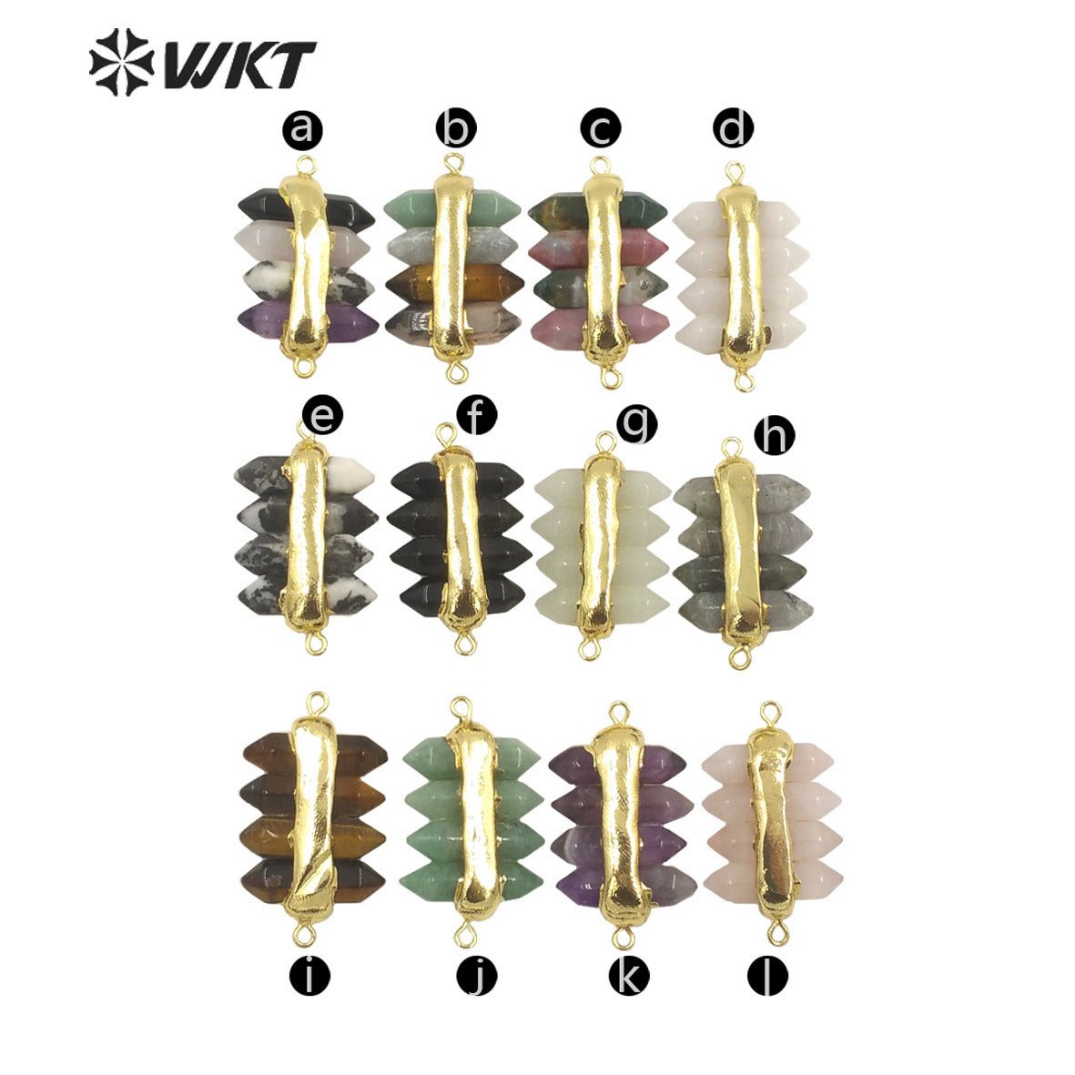 WT-C325 Amazing 4 Crystal Quartz Point With Double Loops Energey Gemstone Connectors Women Jewelry for Bracelet Make
