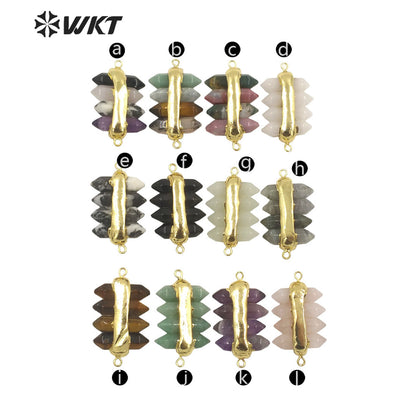 WT-C325 Amazing 4 Crystal Quartz Point With Double Loops Energey Gemstone Connectors Women Jewelry for Bracelet Make