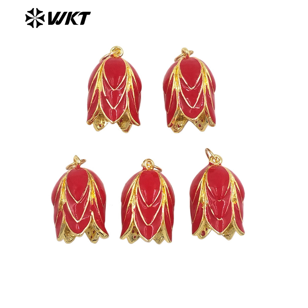 JFE150 Popular Sales Yellow Brass With Drop Oil Lovely Flower Shape Pendant For Jewelry Making Tiny Accessories Gold Plated