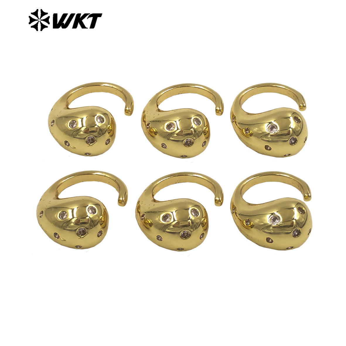 WT-R593 Factory Wholesale Classical Gold Plated Yellow Brass And Zircon Metal Ring As Women Dance Party Wearing Accessory