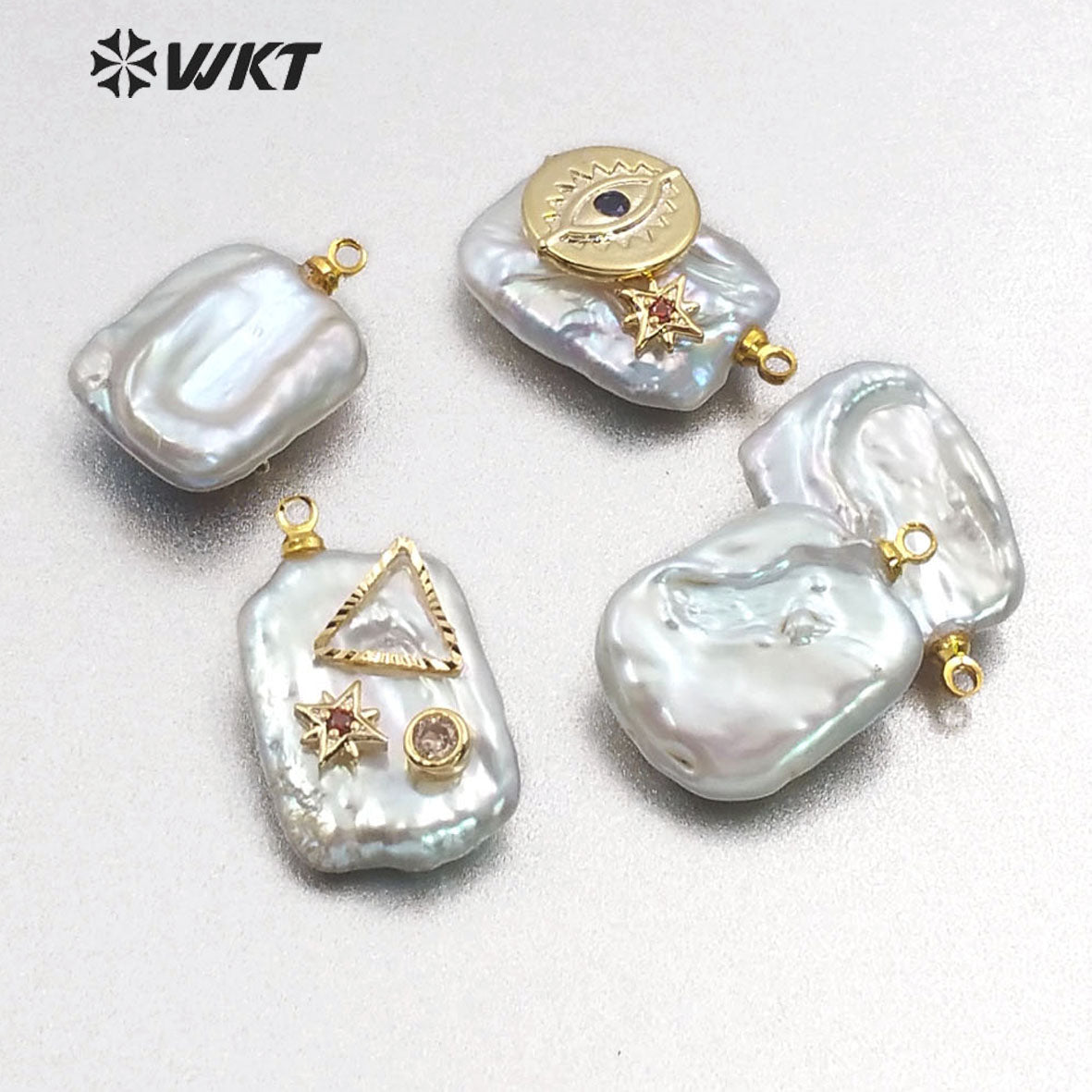 MP134 Newest High Quality Diversified Patterns Micro Pave Rectangular Pendant Sparkling Lady Jewelry Freshwater Pearl Pendant
