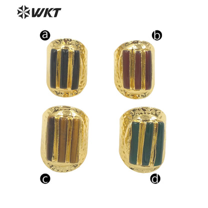 WT-R413 European and American Rings Rock 18k Real Gold Plated Multicolor Gemstone Rings Women's Jewelry Natural Gemstone Rings