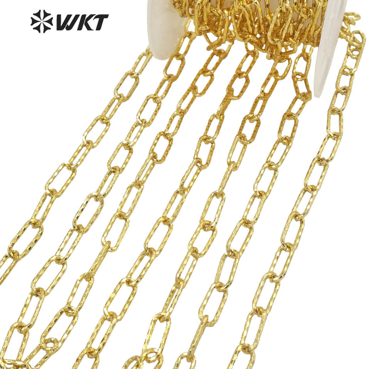 WT-BC167 Wholesale Fashion 18k Real Gold Plated Resist Tarnishable Big Long Link Oval Chain for Jewelry Necklace Brass Chain