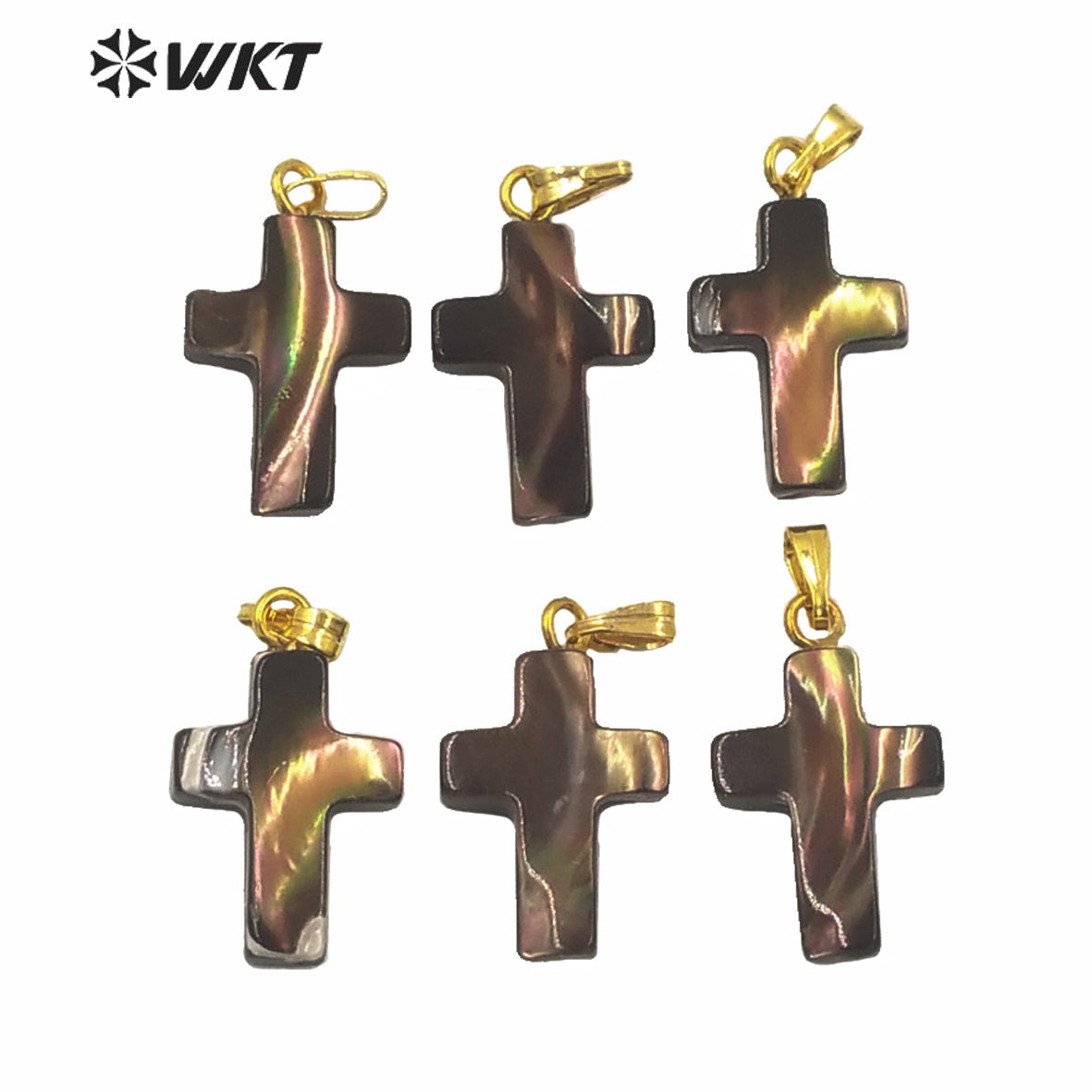 WT-JP229 Fashion Single Hoop Christian Cross Pendant Made of Shell Women Hand Make Shell Cross Jewelry Pendant for Necklace