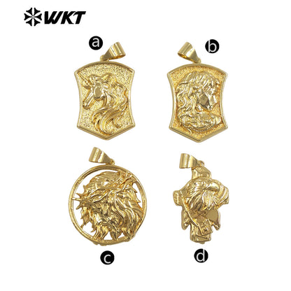 JFE145 Amazing Yellow Brass Gold Plated People Pendant Four Unique Designs Single Hoop For Fashion Jewelry Accessories Making