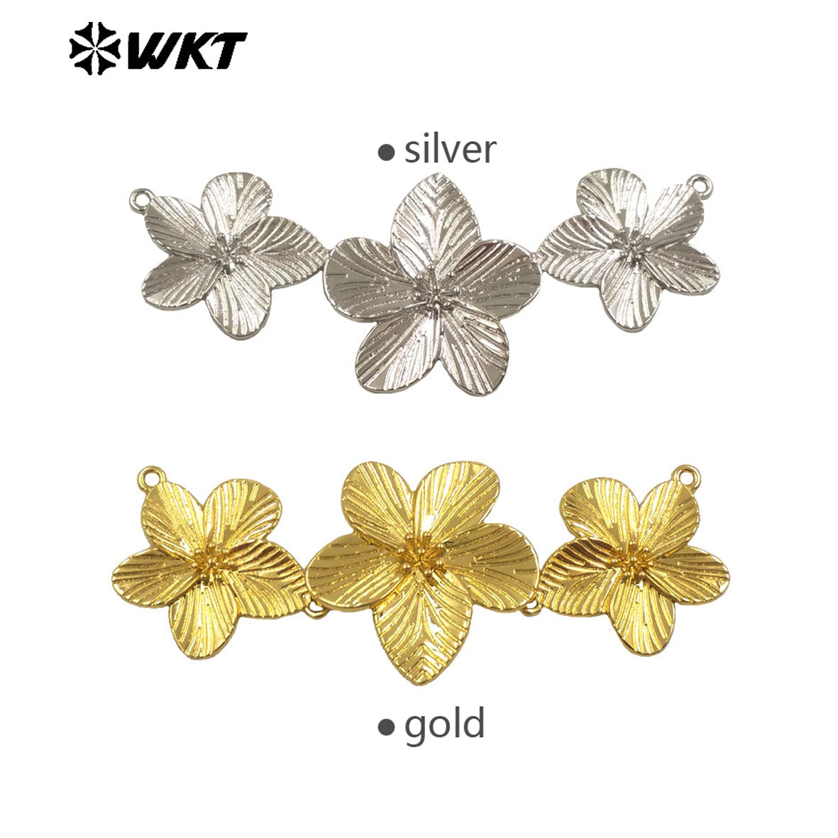 WT-C333 Hot Sale Flower Shape 18K Gold and Silver Crafts Natural Yellow Brass Pendant Daily Necklace for Women As Special Gift