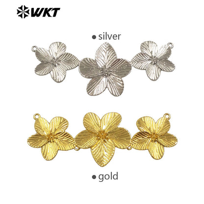 WT-C333 Hot Sale Flower Shape 18K Gold and Silver Crafts Natural Yellow Brass Pendant Daily Necklace for Women As Special Gift