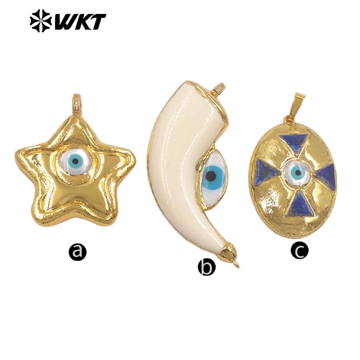 WT-JP451 Peculiar Wholesale Gold Plated Natural Shell Eye Star And Egg Design Charm Pendants As Halloween Gift Making Findings