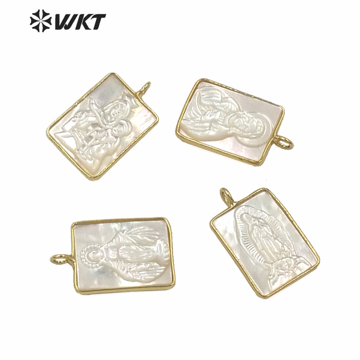WT-JP234 Amazing Fashion Gold Bezel Single Loop Mother of God Pendant Hot Sales Shinning Mop Shell Virgin Mary Pendant