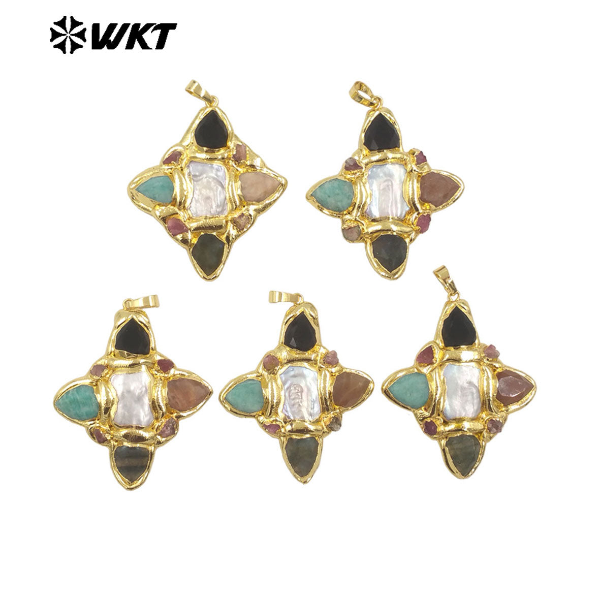 WT-JN281 WKT Hot New Arrival With Round Shape 18k Gold Plated Decorate Drop StoneJewelry Necklace for Women Different Color