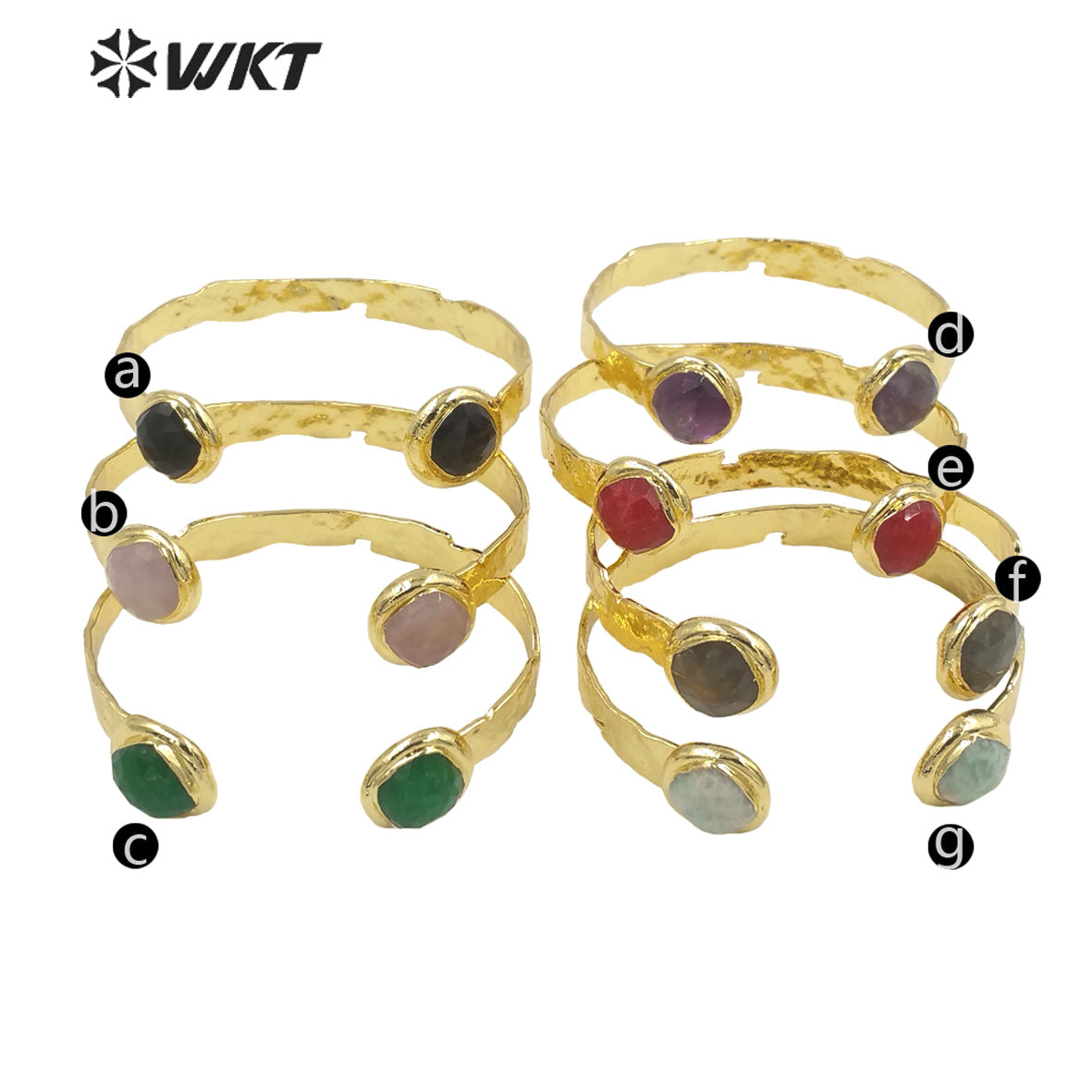 WT-B640 WKT Lovely Fashion Design Trendy Gift for Women Gemstone C Shaped Natural Colorful Gemstone Bracelets