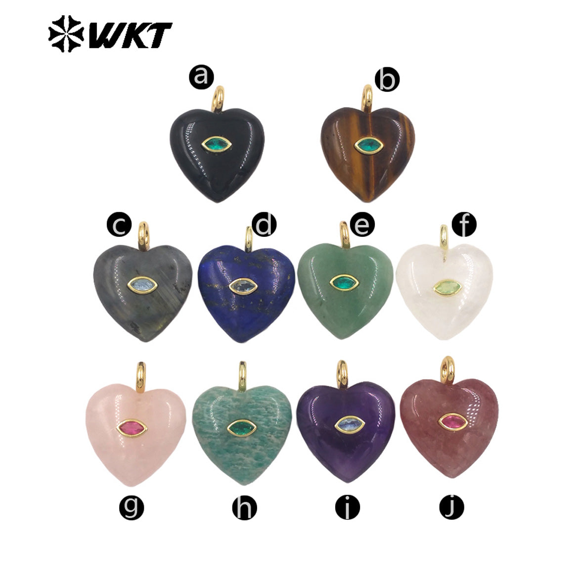 WT-P2042 Popular Sale Lapis Natural Stone Gold Plated Zircon Heart Shape Pendants For Romantic Women Necklace DIY Making