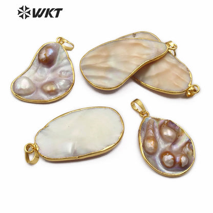 WT-JP159 New Arrival Natural Mother of Pearl Pendant Gold Plated Pearl Pendant Fashion Charm Jewelry Pearl Pendant