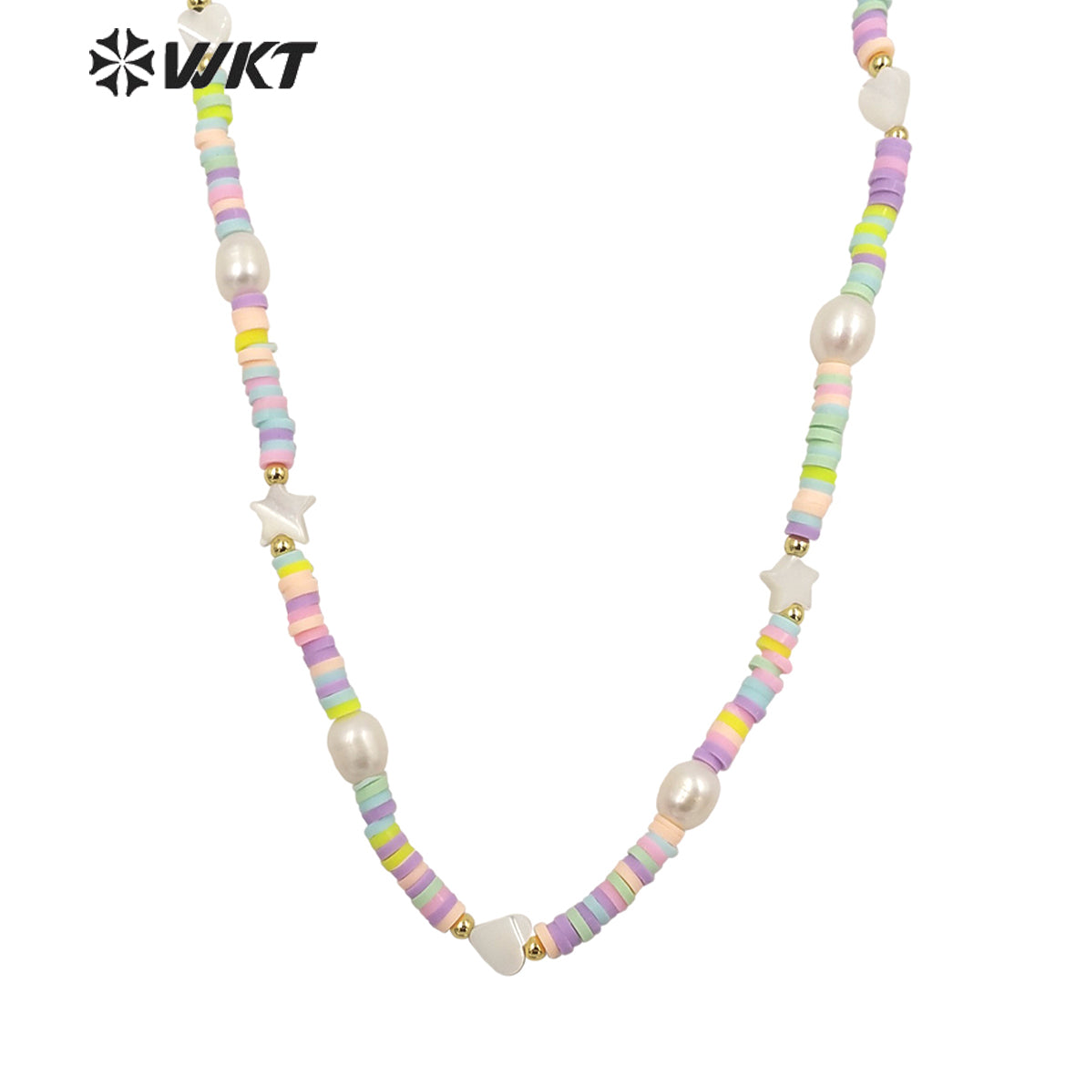WT-JN202 Amazing rainbow Pearl Beads Necklace Women Handmade Strand Elegant Office Style Necklace for Vacation Wearing
