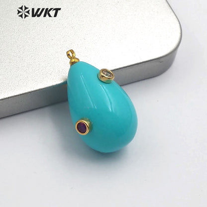 MP137 Wholesale Top Fashion Unique Design Droplet Shape Pendant Jewelry With CZ Micro Pave Lady Blue Red Black Pendant