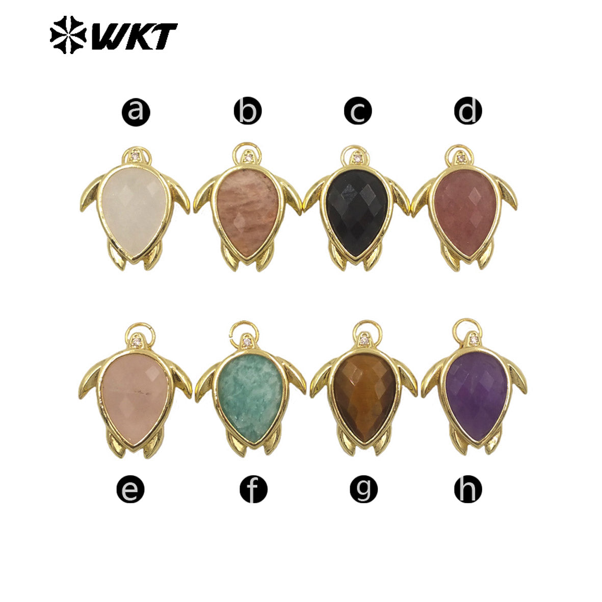 WT-P2015 Wholesale Exquisite Sea Turtles Shape Natural Gemstones Gold Plated Lovely Pendants For Ladies Jewelry Decoration