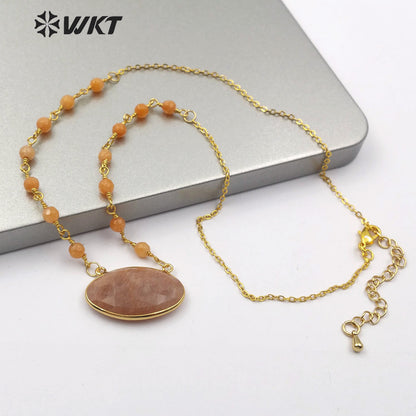 WT-N1168 Natural Turquoise Pendant Necklace With Stone Beads Necklace Natural Turquoise Necklace Stylish Charm Jewelry