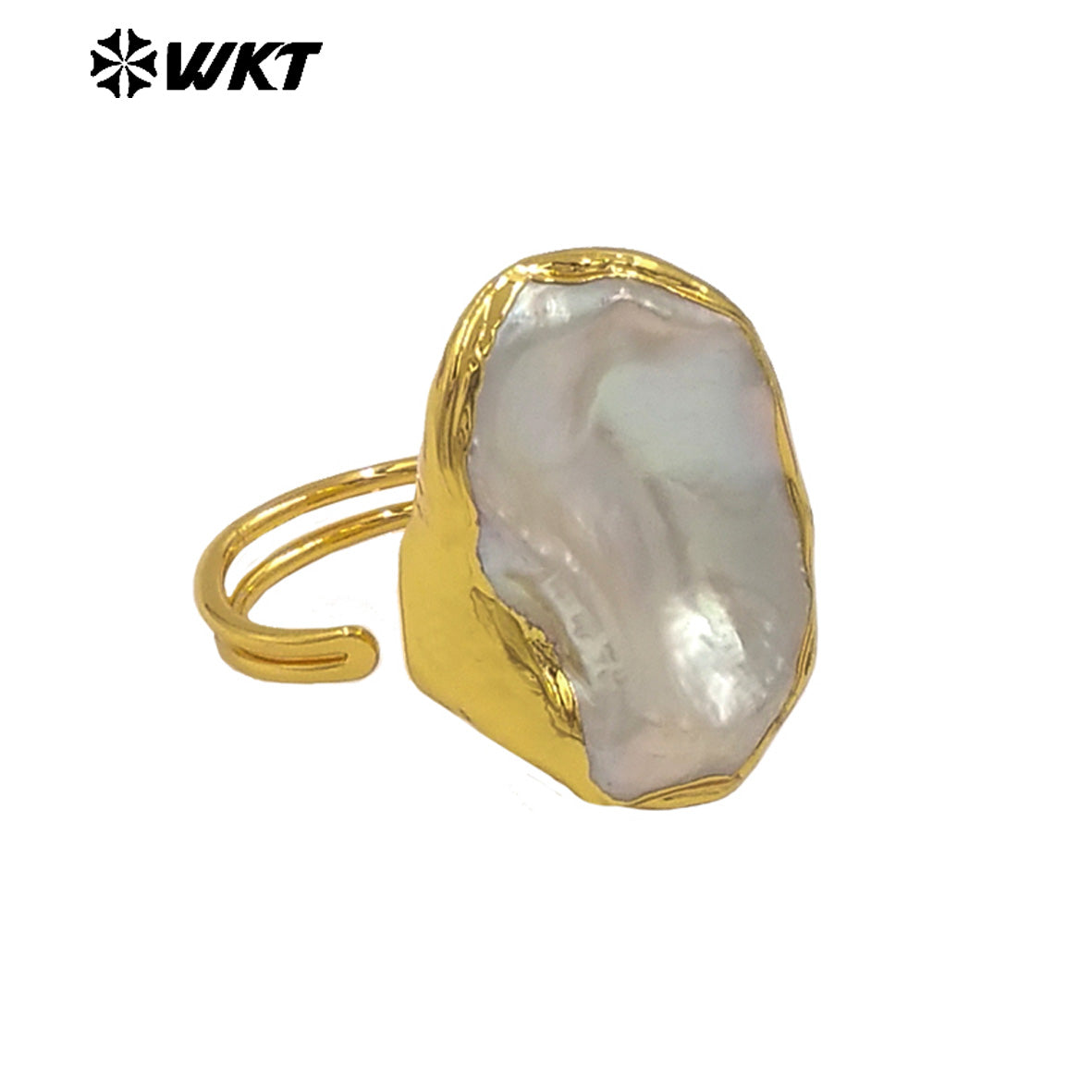 WT-MPR136 Boutique Gold Plated Ladies Jewelry Simple Design Natural Irregular Freshwater Pearl Rings For Daily Decoration