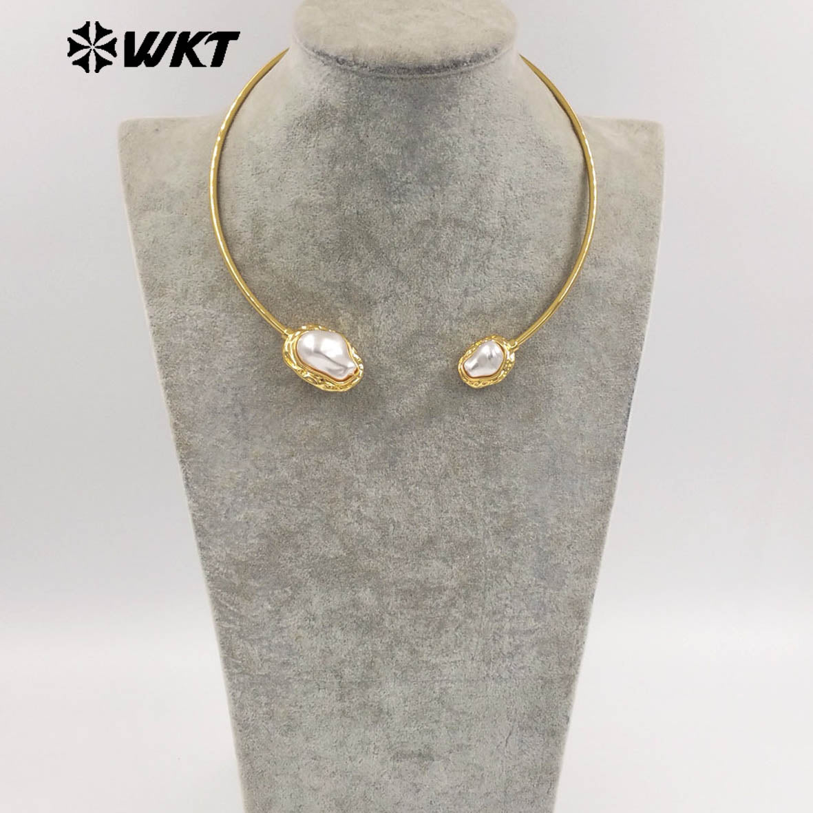 WT-JN362 Simple Luxury Resist Tarnishable Gold Plated Artificial Pearl Women Choker Necklace As Women Party Accessories