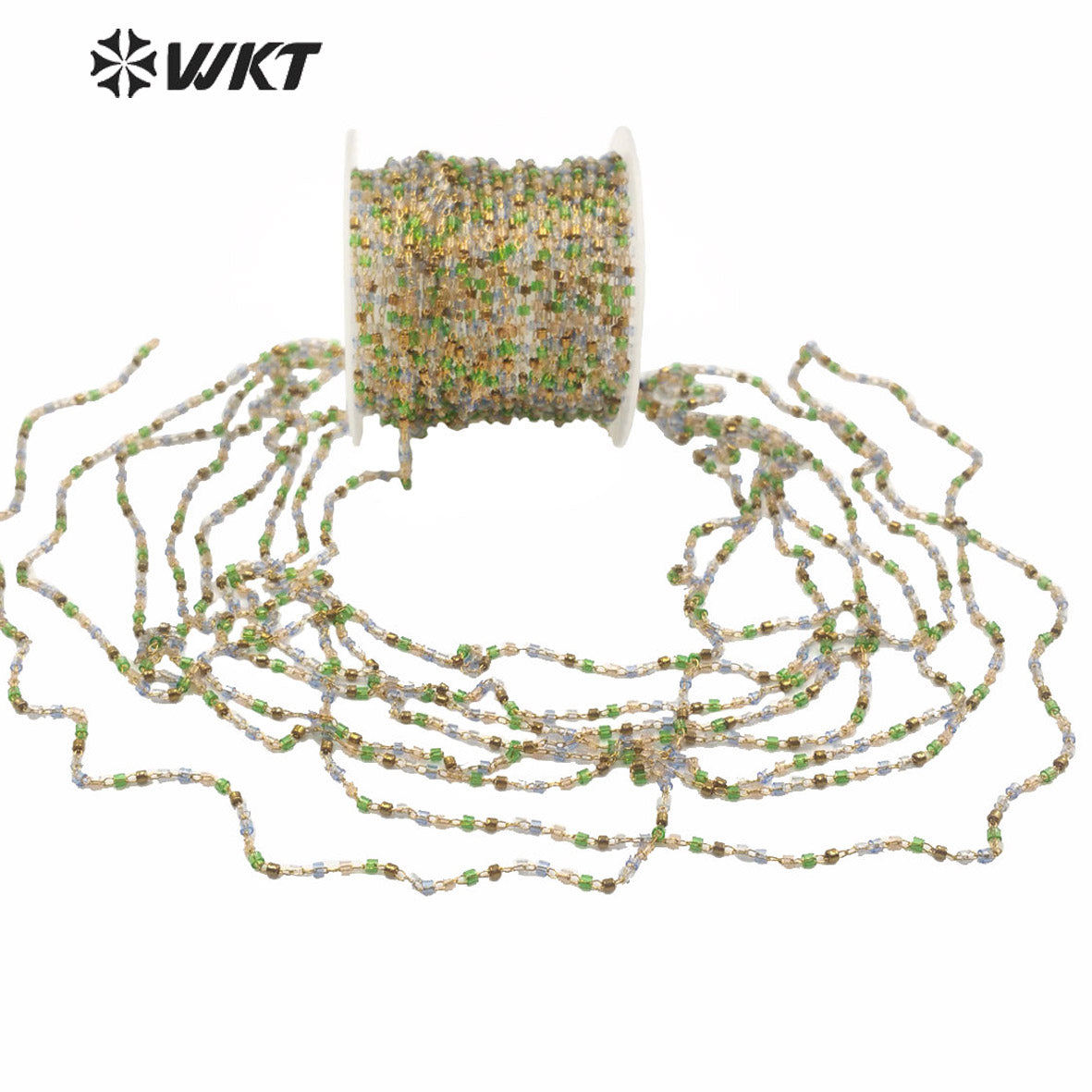 WT-RBC156 Woleslae Women Fashion Hand Make Tiny 2mm Spacer Beads Chain for Necklace Making Jewelry Design Bracelet Chain