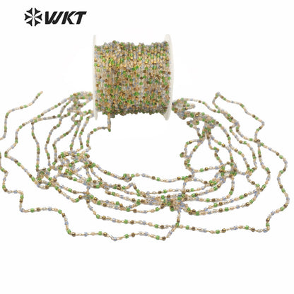 WT-RBC156 Woleslae Women Fashion Hand Make Tiny 2mm Spacer Beads Chain for Necklace Making Jewelry Design Bracelet Chain