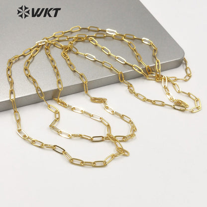 WT-BC152 WKT HOT Sales 18k Real Gold Plated Faceted Link Chain for Necklace Design Women Fashion Jewelry DIY Brass Link Chain