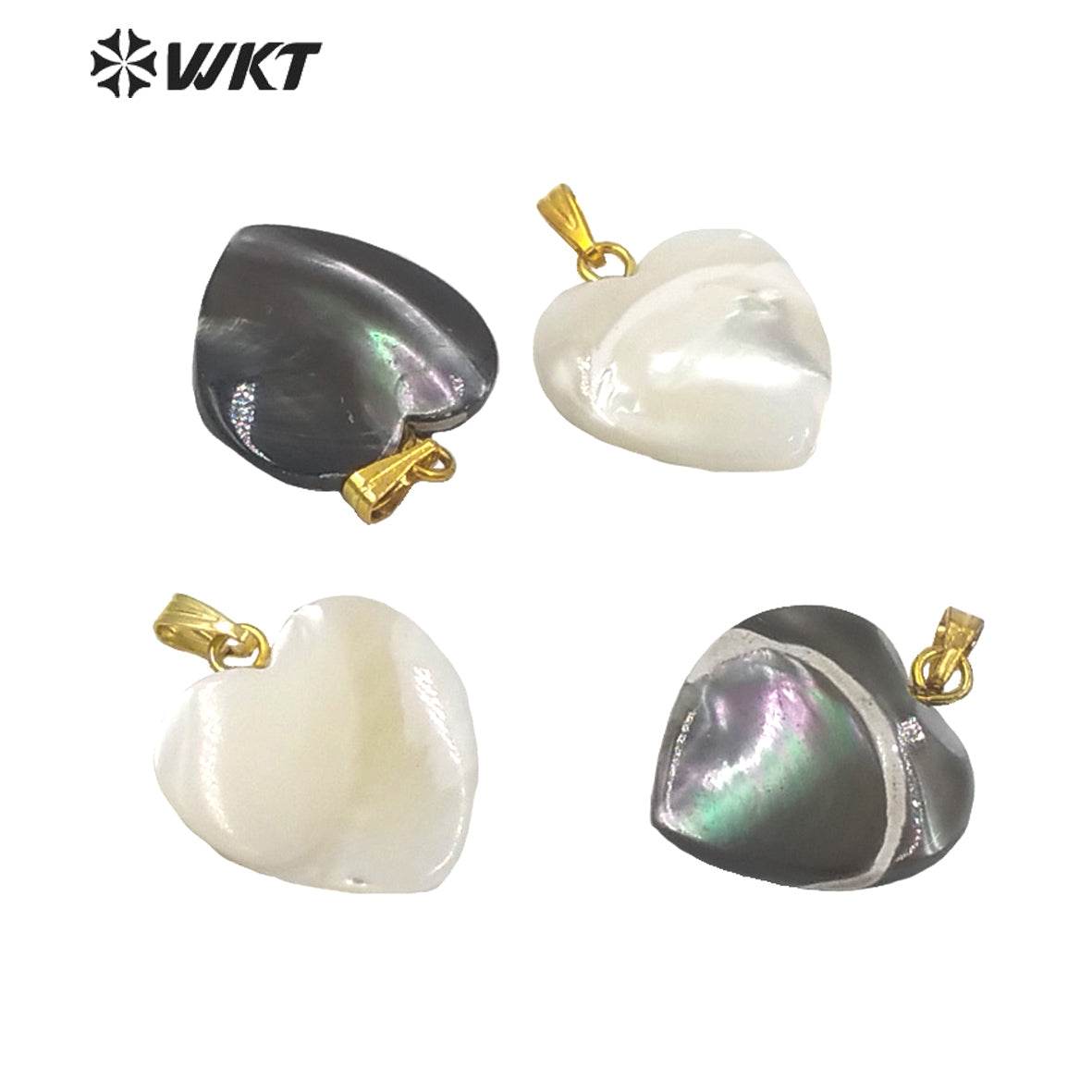 WT-JP225 Fashion Gold Single Loop Small Heart Shell Pendants Amazing Vintage Boho Shell Charm Necklace Pendant for Jewelry