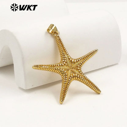 WT-MP333 Lovely Fashionable Gold Electroplated Yellow Brass Starfish Shape Pendant For Women Summer Jewelry Decorative