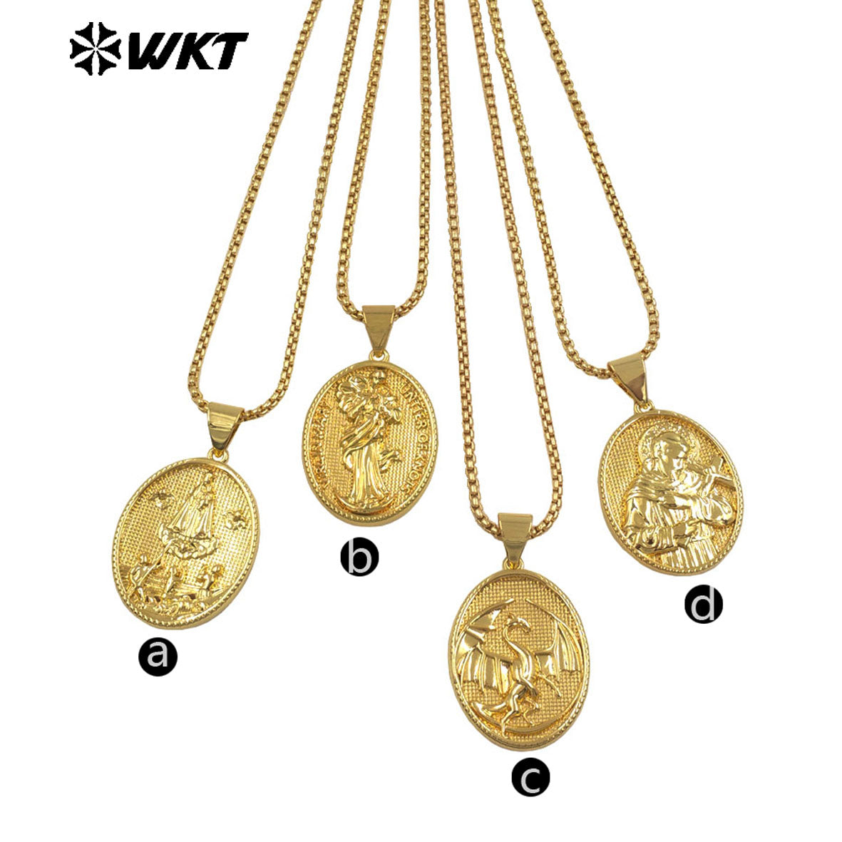 WT-JFN32 Exquisite Women Necklace With Religious Pendant Charms Yellow Brass Gold Plated Fashion Daily Jewelry Accessories