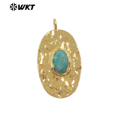 WT-P2104 Fresh Design 18K Gold Electroplated With Natural Gemstones Long Pendants For Women Simple Necklace DIY Making