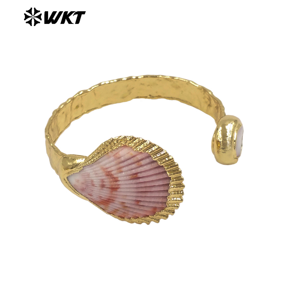 MPB141 Wonderful Trendy 18K Gold Plated Natural Scallop Shell And Pearl Adjustable Bangle For Women Summer Wearing Jewelry